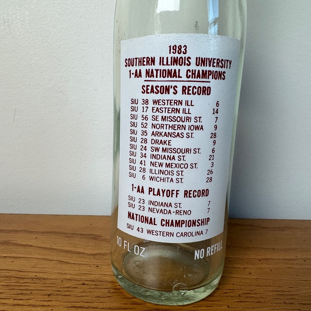 Vintage 1983 Pepsi Bottle SIU Salukis 1-AA National Champions Football 10oz - Picture 4 of 9